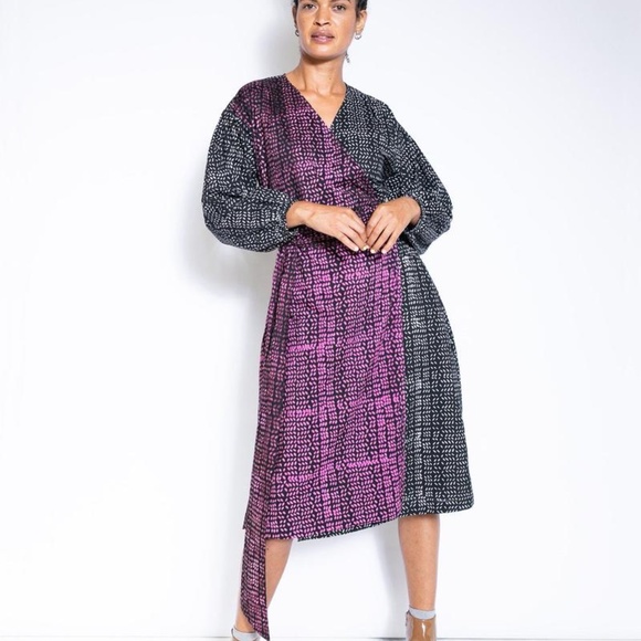 Malika Wrap Dress, Foliage Print - Picture 4 of 6